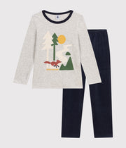 Children's velvet pajamas with forest fox - Petit Bateau