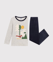 Children's velvet pajamas with forest fox - Petit Bateau