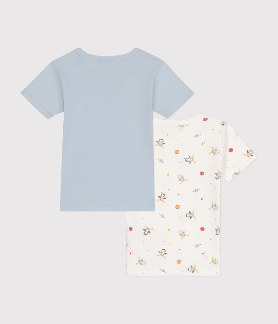 Lot de 2 tee-shirts à manches courtes espace en coton Enfant - Petit Bateau