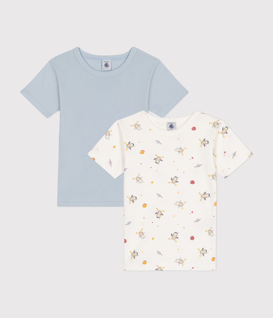 Lot de 2 tee-shirts à manches courtes espace en coton Enfant - Petit Bateau