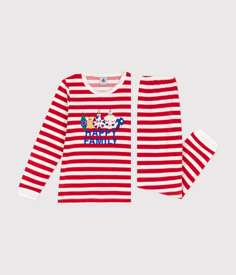 Pyjama rayé en velours Enfant - Petit Bateau