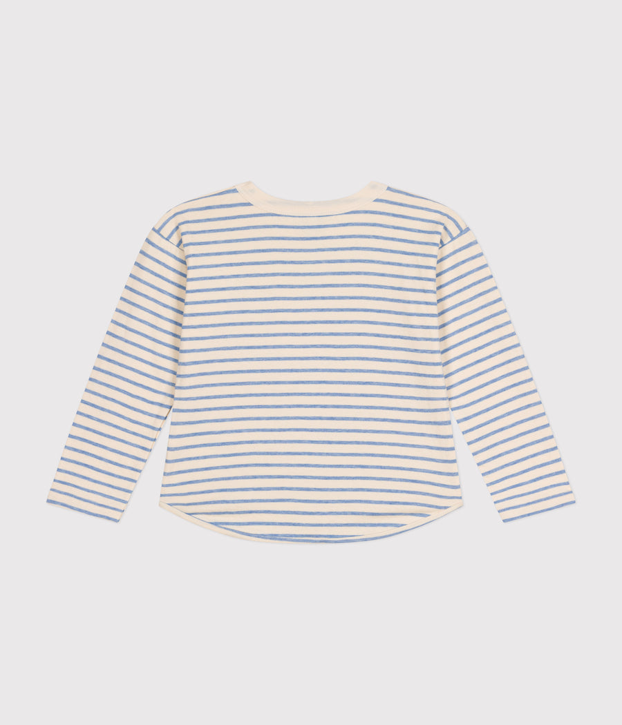 Tee-shirt manches longues en tubique Enfant Avalanche/Sky chiné - Petit Bateau