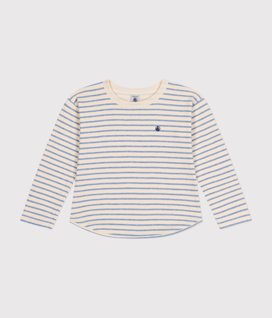 Tee-shirt manches longues en tubique Enfant Avalanche/Sky chiné - Petit Bateau