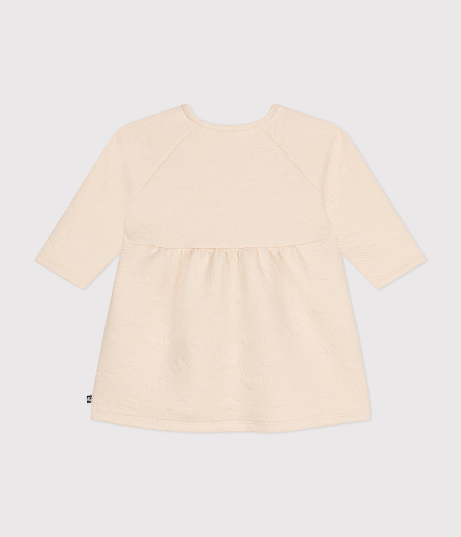 Long-sleeved dress in ecru Baby quilted tubular fabric - Petit Bateau