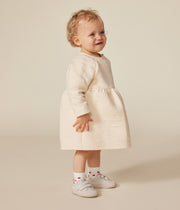 Long-sleeved dress in ecru Baby quilted tubular fabric - Petit Bateau