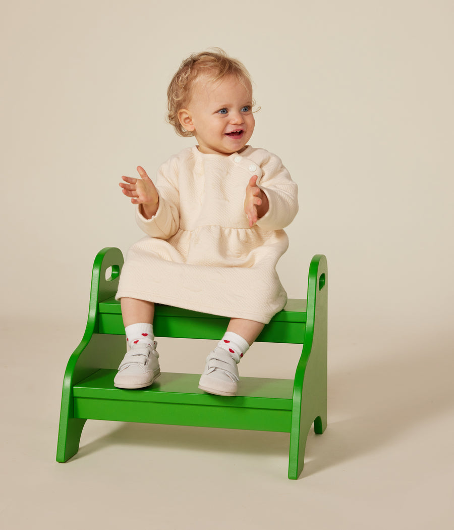 Long-sleeved dress in ecru Baby quilted tubular fabric - Petit Bateau