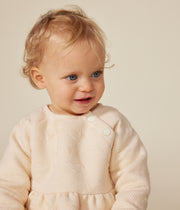 Long-sleeved dress in ecru Baby quilted tubular fabric - Petit Bateau