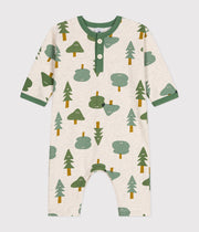 Baby forest print long fleece jumpsuit - Petit Bateau