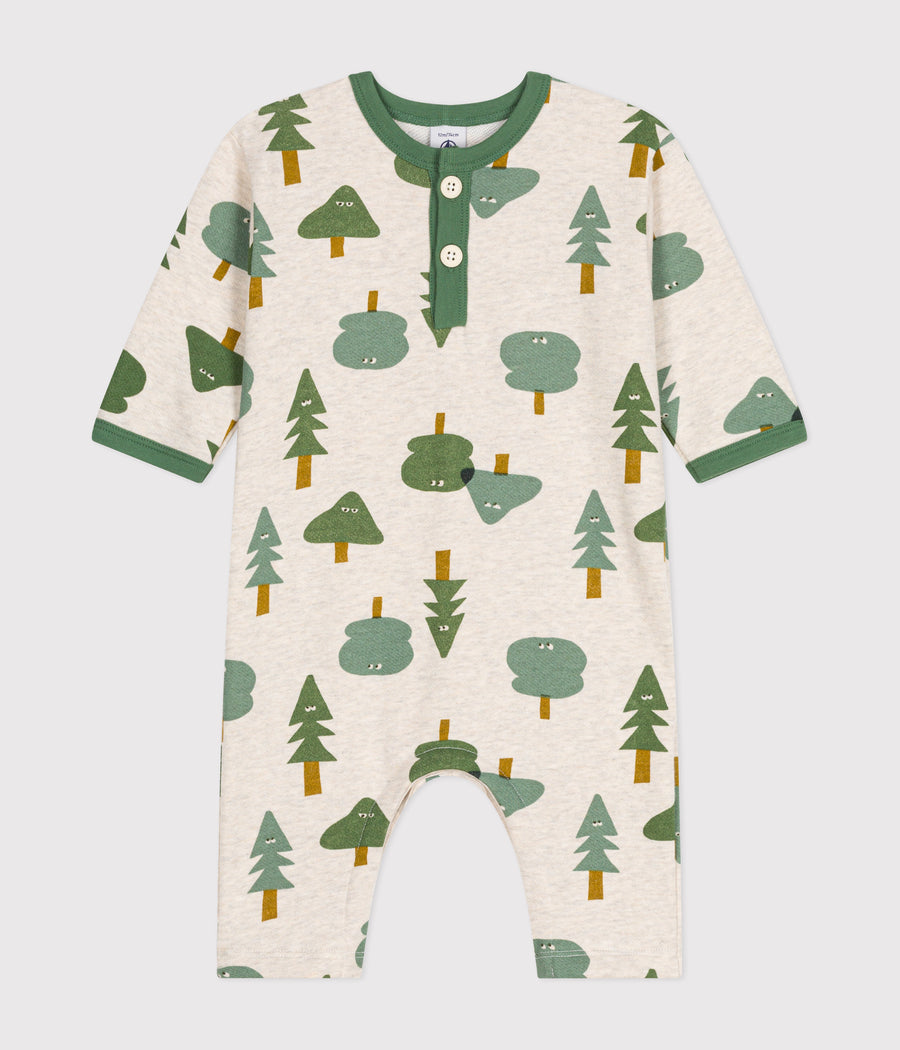 Baby forest print long fleece jumpsuit - Petit Bateau