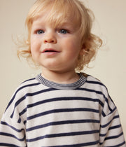 Baby White/Blue Velour Terry Sweatshirt - Petit Bateau