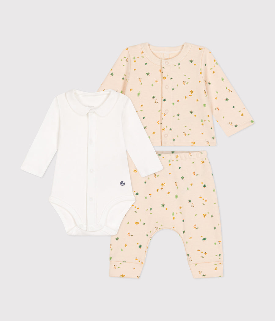 3-piece baby fleece set Avalanche/Multico - Petit Bateau