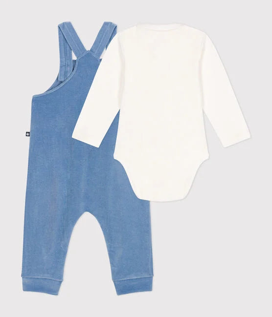 Baby Beach Velvet Bodysuit + Overalls Set - Petit Bateau