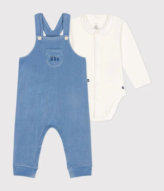 Baby Beach Velvet Bodysuit + Overalls Set - Petit Bateau