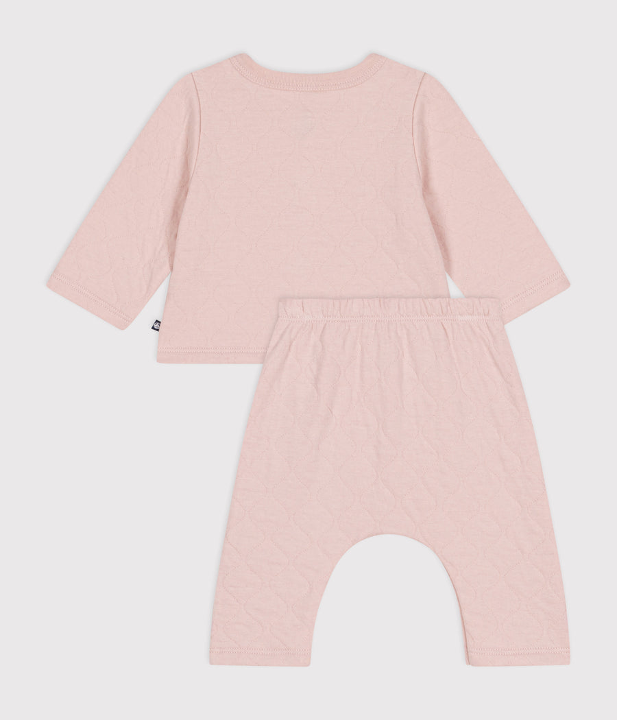 Baby heart pattern wool and cotton knit set - Petit Bateau