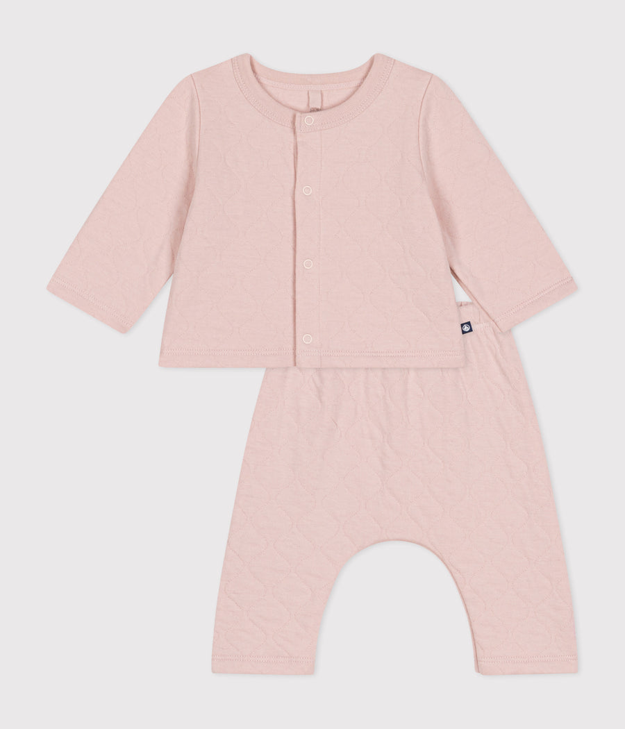 Baby heart pattern wool and cotton knit set - Petit Bateau