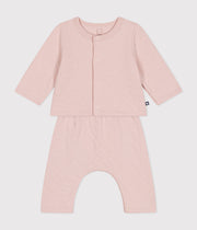 Baby heart pattern wool and cotton knit set - Petit Bateau