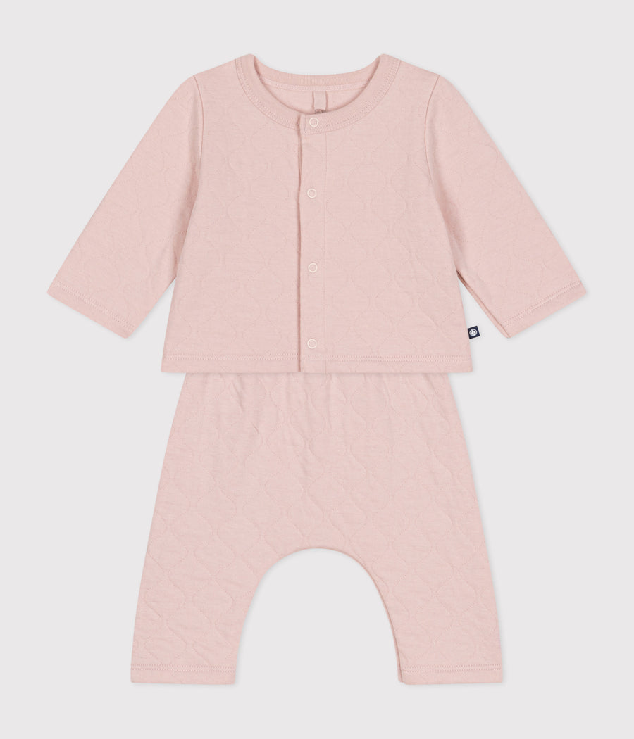 Baby heart pattern wool and cotton knit set - Petit Bateau