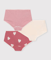 Pack of 3 children's cotton heart panties - Petit Bateau