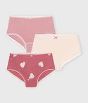 Pack of 3 children's cotton heart panties - Petit Bateau