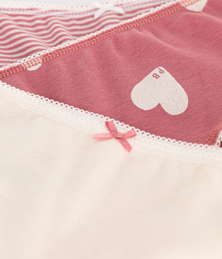 Pack of 3 children's cotton heart panties - Petit Bateau