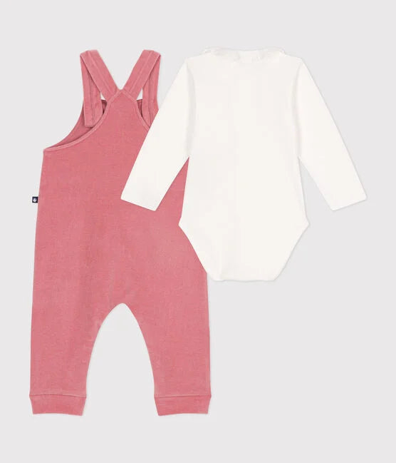 Ensemble Body + Salopette en velours bébé Rosewood - Petit Bateau