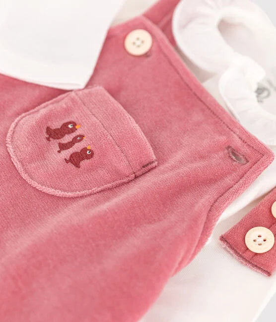 Ensemble Body + Salopette en velours bébé Rosewood - Petit Bateau