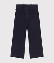 Fine velvet wide leg pants for girls, Tuxedo - Petit Bateau