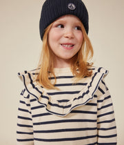 Girls' quilted tubular cardigan | Tuxedo blue - Petit Bateau