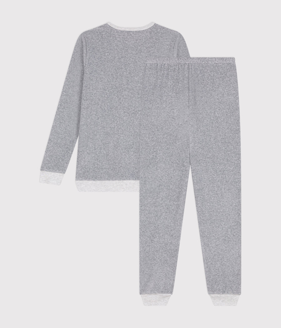 Pyjama uni en velours junior - Petit Bateau