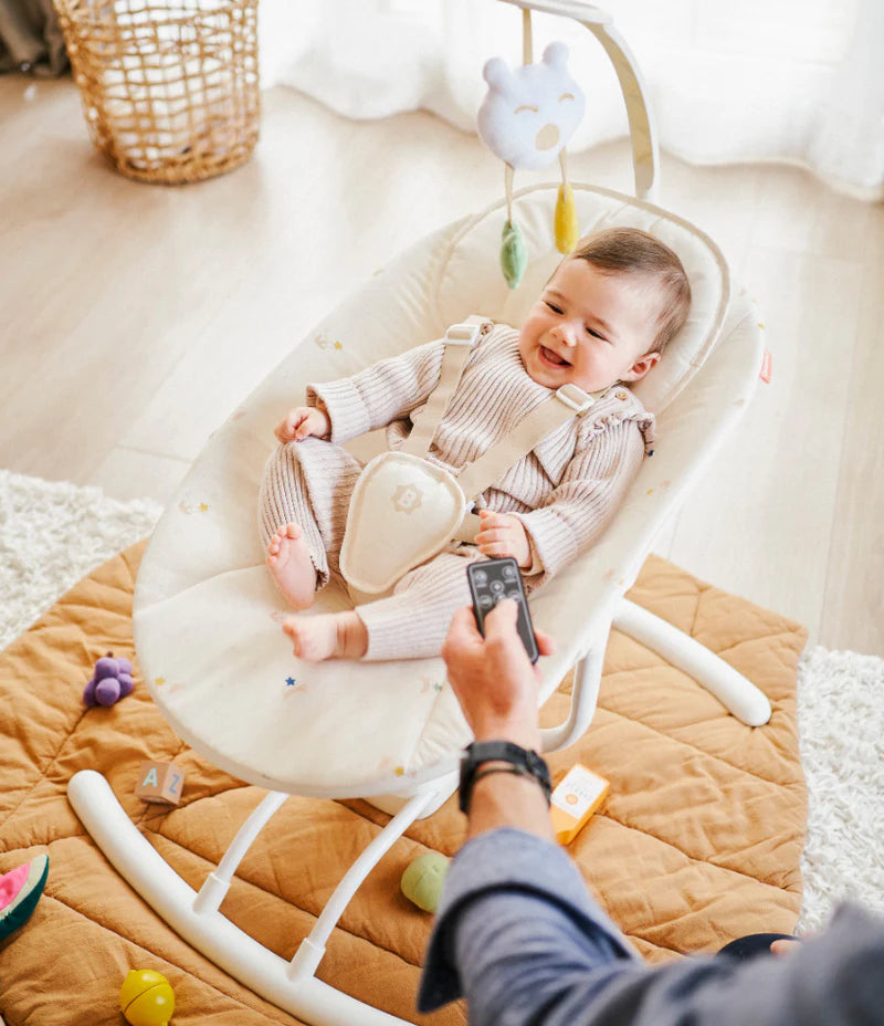 Balancelle bébé motorisée Crème avec télécommande - Babymoov – Comptoir des  Kids