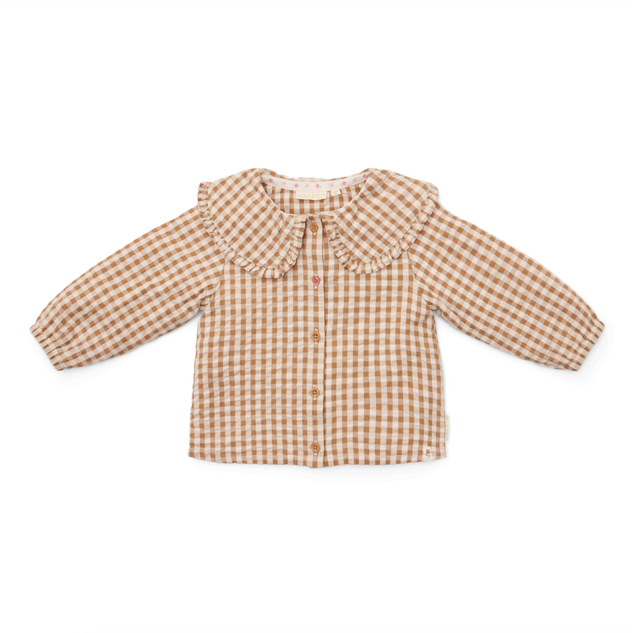 Blouse Brown check fille - Little Dutch