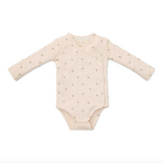 Green Leaves long-sleeved wrap bodysuit - Little Dutch