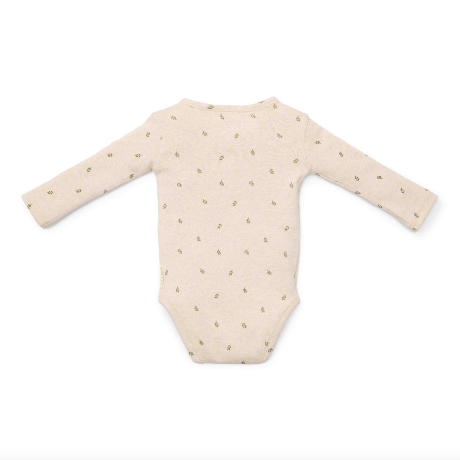 Green Leaves long-sleeved wrap bodysuit - Little Dutch