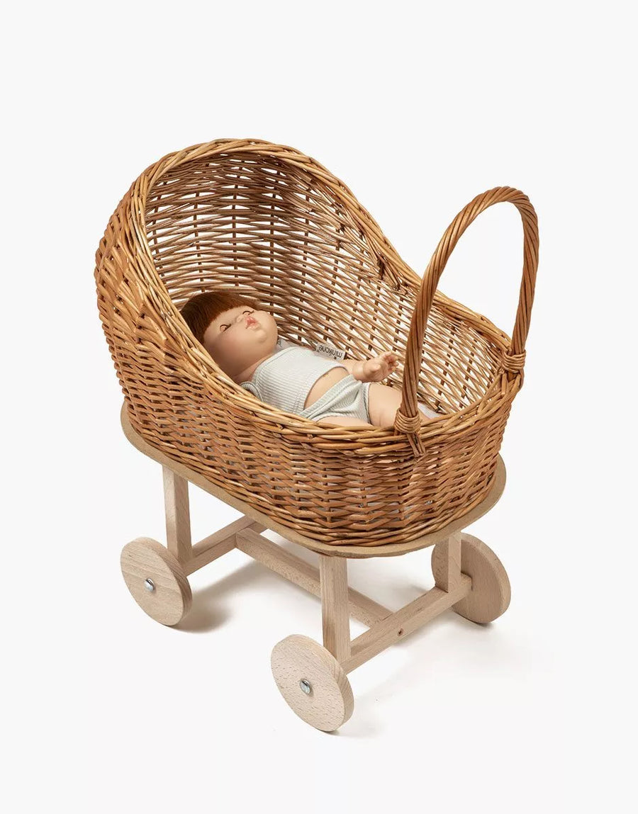 Elliot “Marcassins” wooden and wicker pram for doll - Minikane