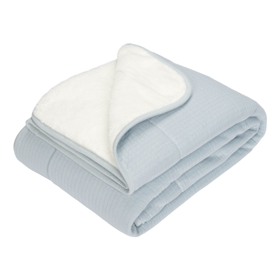 Pure Soft Blue Bed Blanket 110x140cm - Little Dutch