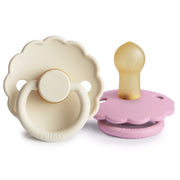 Pack of 2 natural rubber pacifiers Daisy Baby Pink/Soft Lilac T2 (6-18M) - FRIGG 