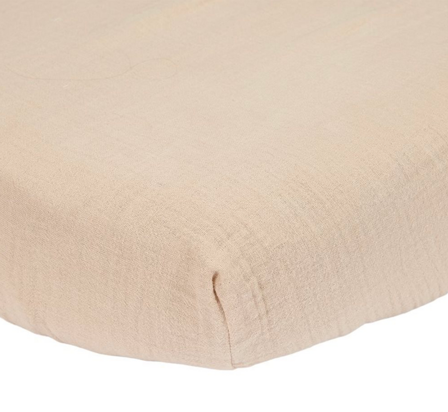 Fitted bed sheet 70x140/150cm Muslin Beige - Little dutch
