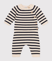 Ensemble en tricot laine et coton rayure marinière Bébé - Petit Bateau