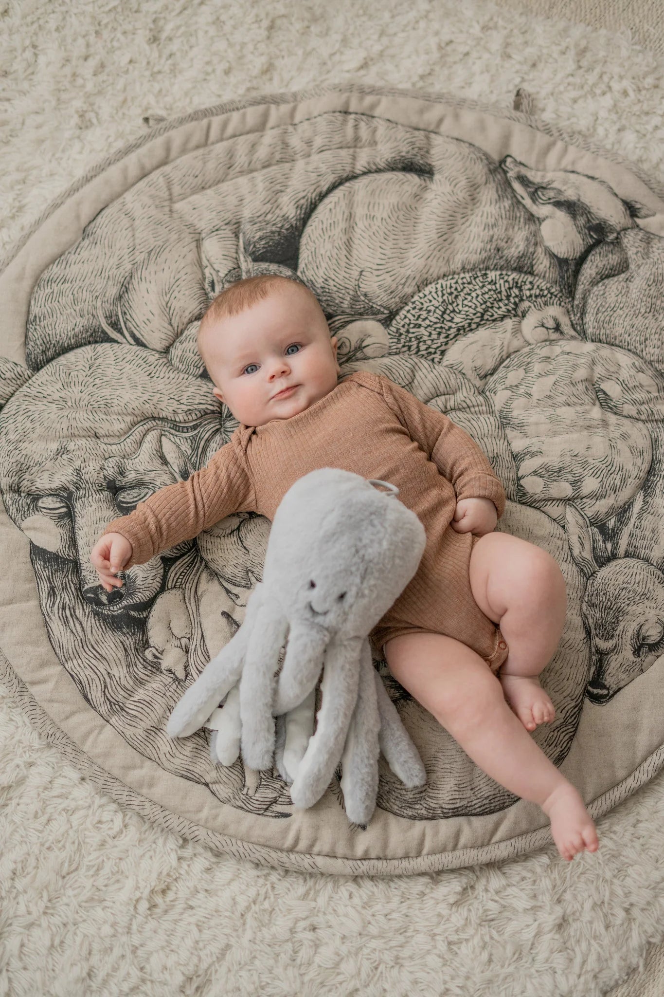 Comfort soft toy Olly octopus white noise Gray - Flow Amsterdam