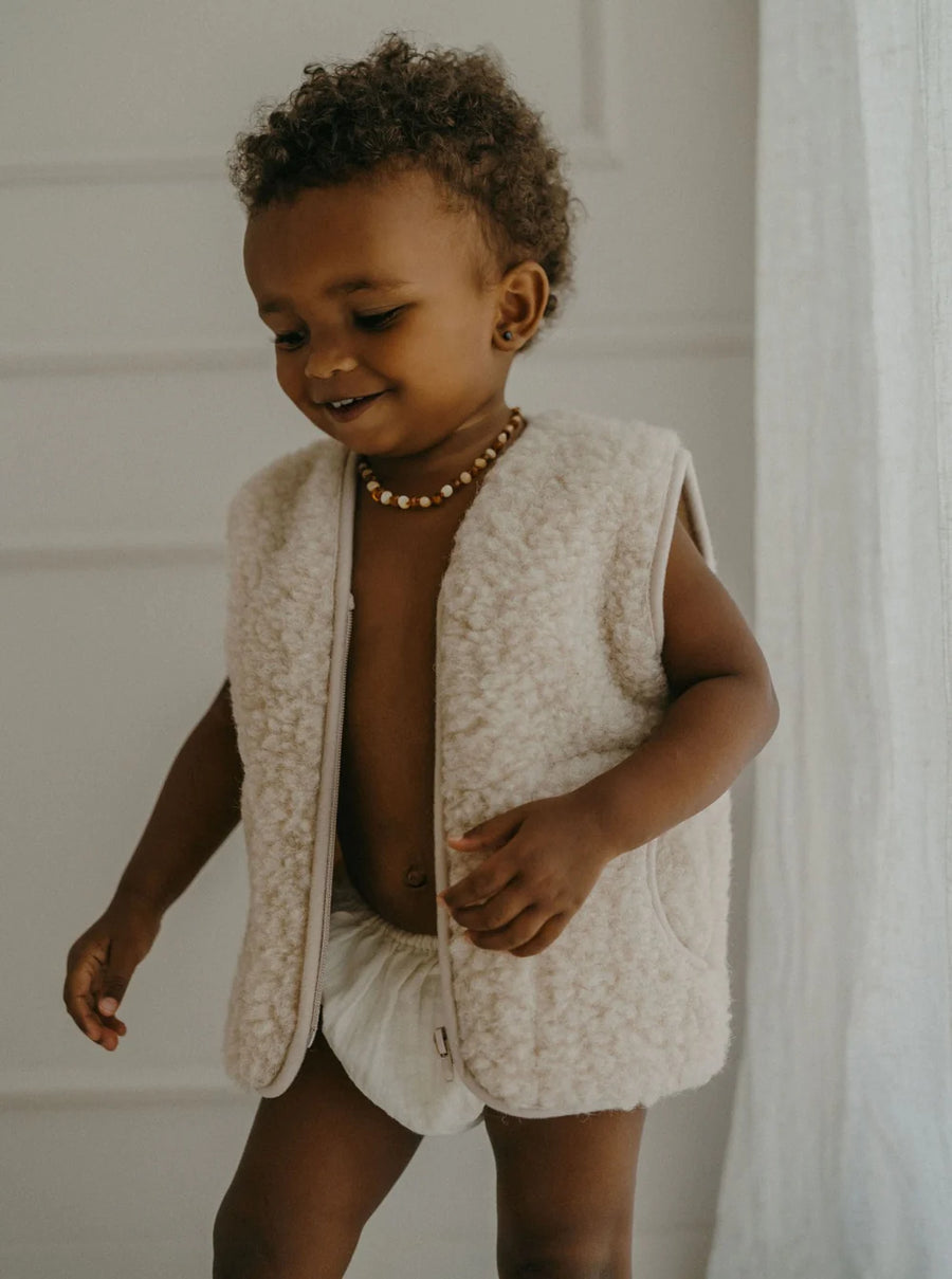 Gilet Bébé/Enfant Skin 100% laine | Sable - Miijo