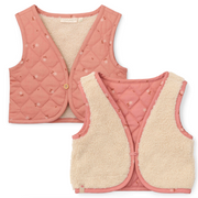 Reversible cardigan Sand / Warm Rose Blooming Flower - Little Dutch