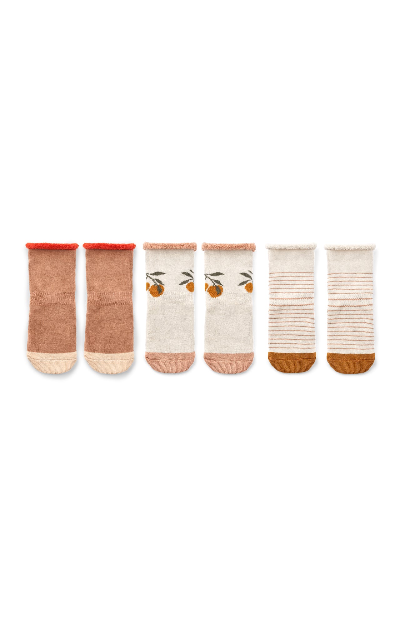 Pack of 3 non-slip baby socks Eloy | Peach/Sandy - Liewood