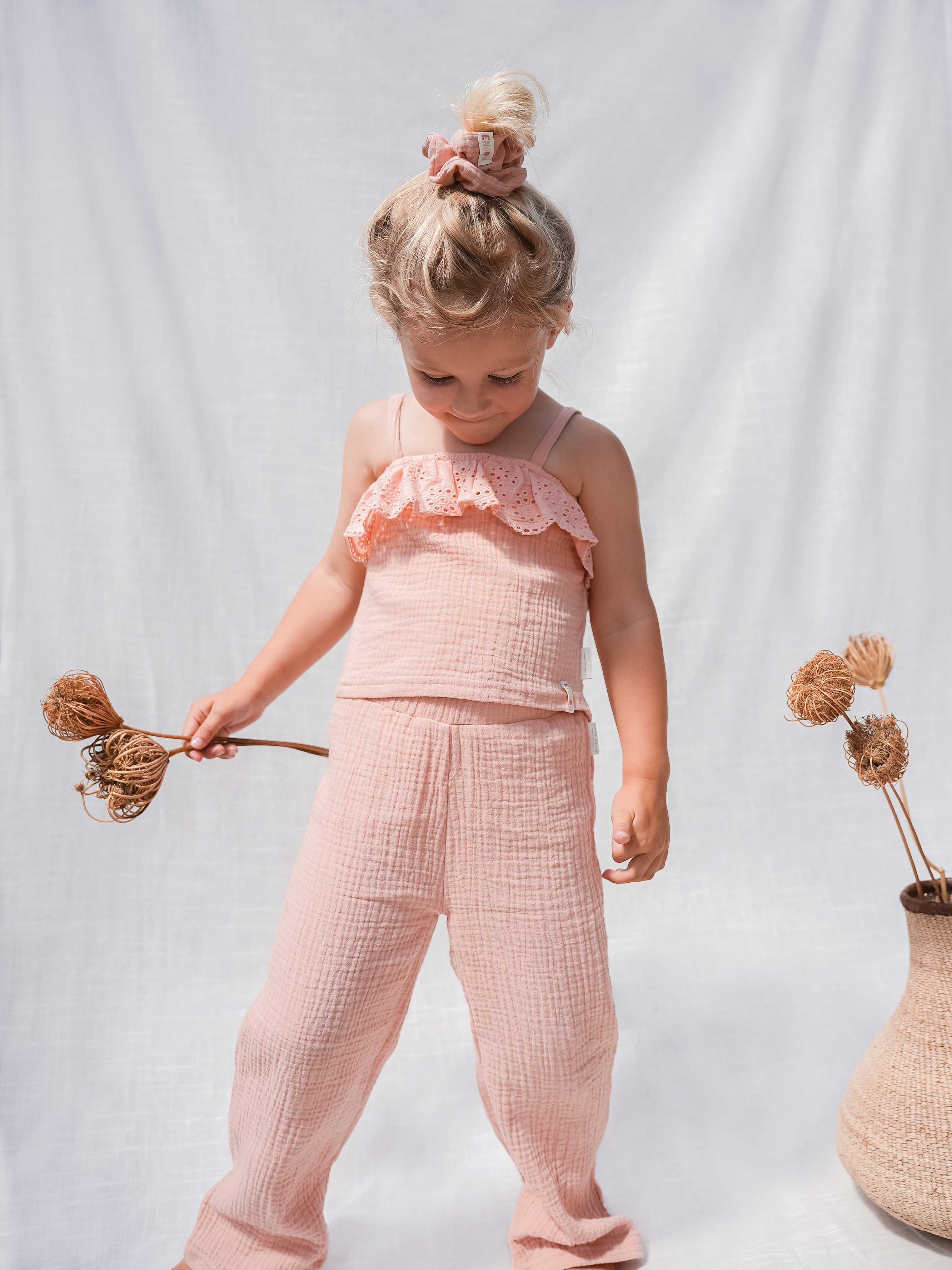 Pantalon en mousseline Flower Pink - Little Dutch