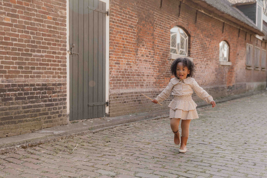 Soft Pink / Brown Tights - Little Dutch