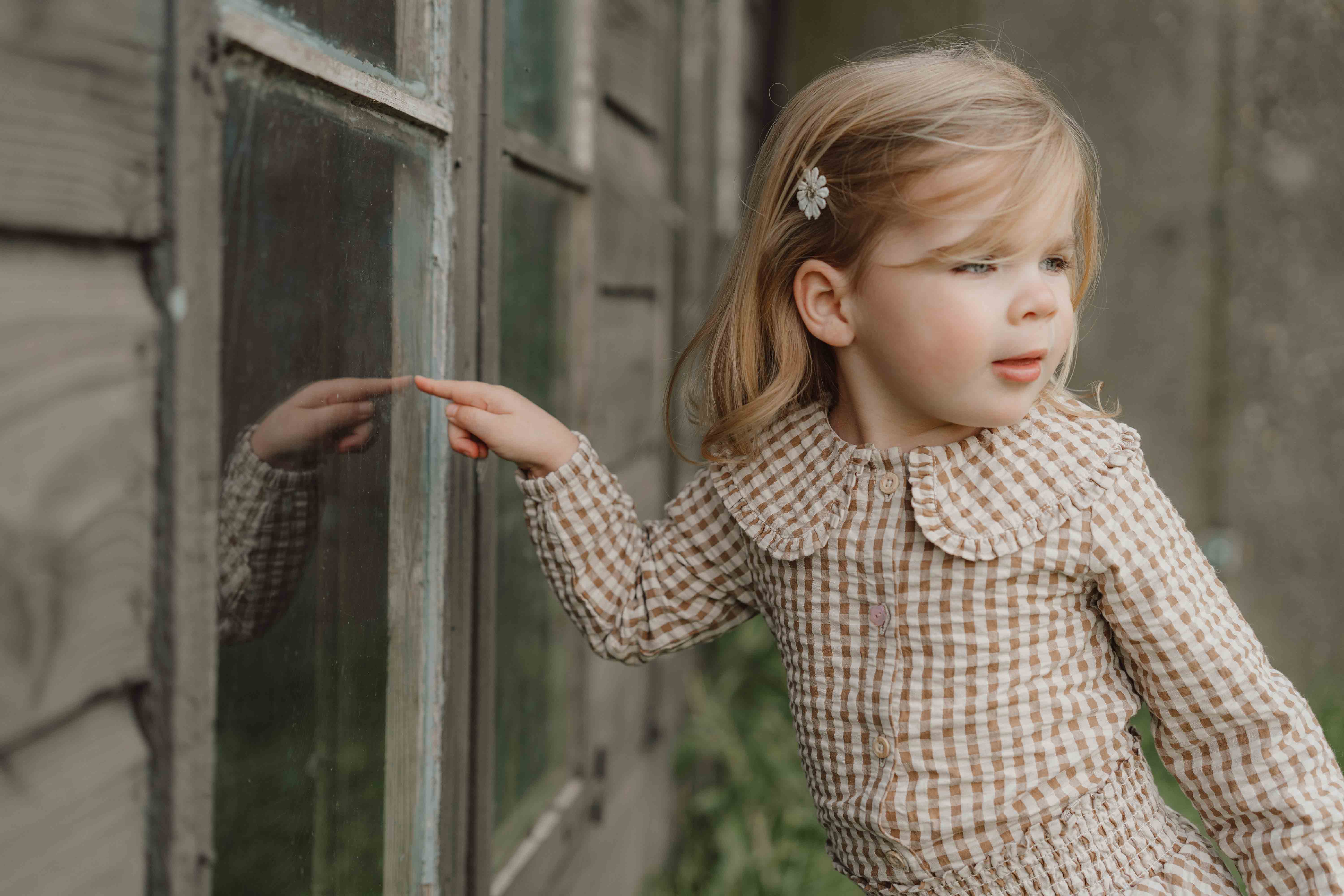 Blouse Brown check fille - Little Dutch