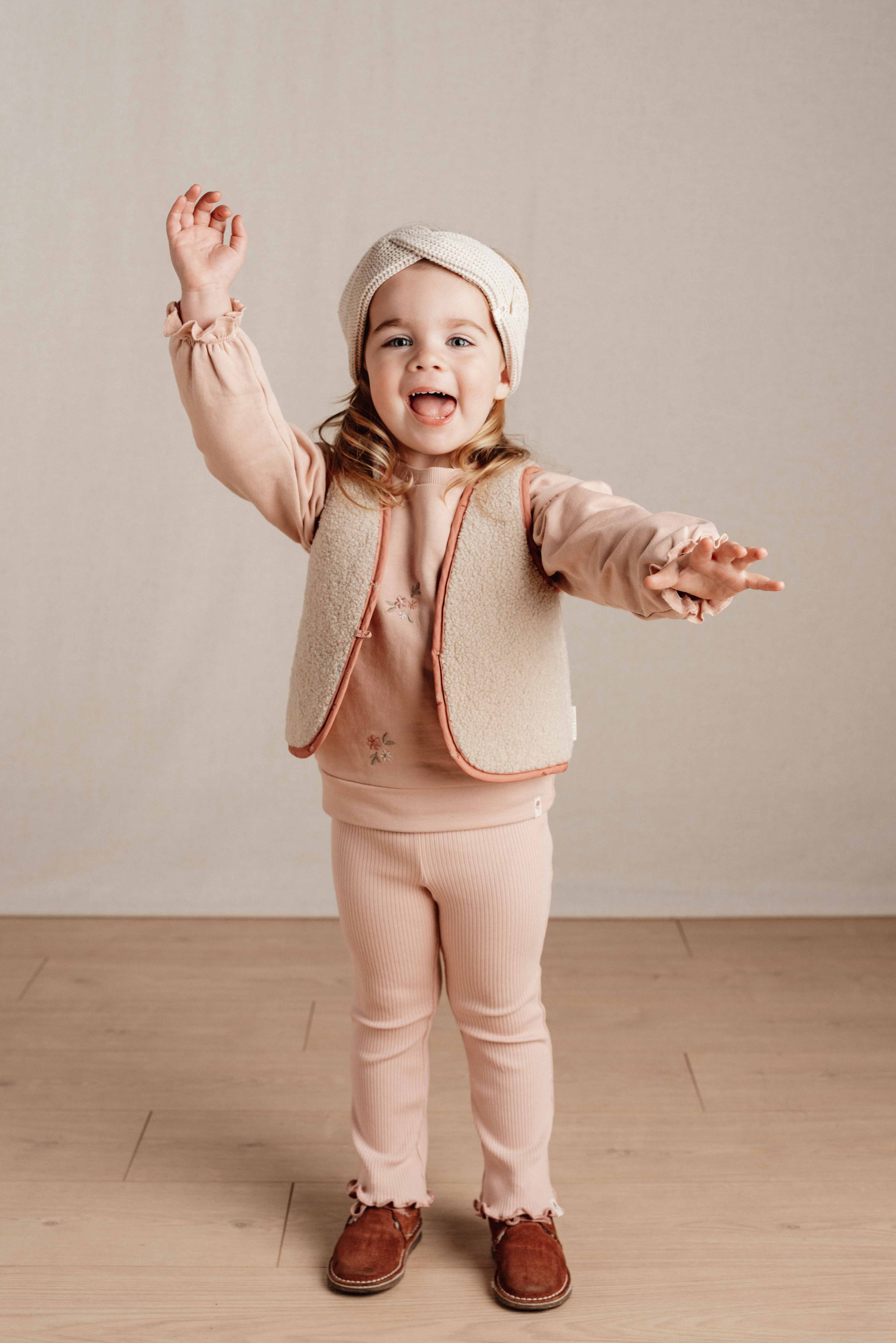 Gilet réversible Sand / Warm Rose Blooming Flower - Little Dutch