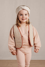 Reversible cardigan Sand / Warm Rose Blooming Flower - Little Dutch