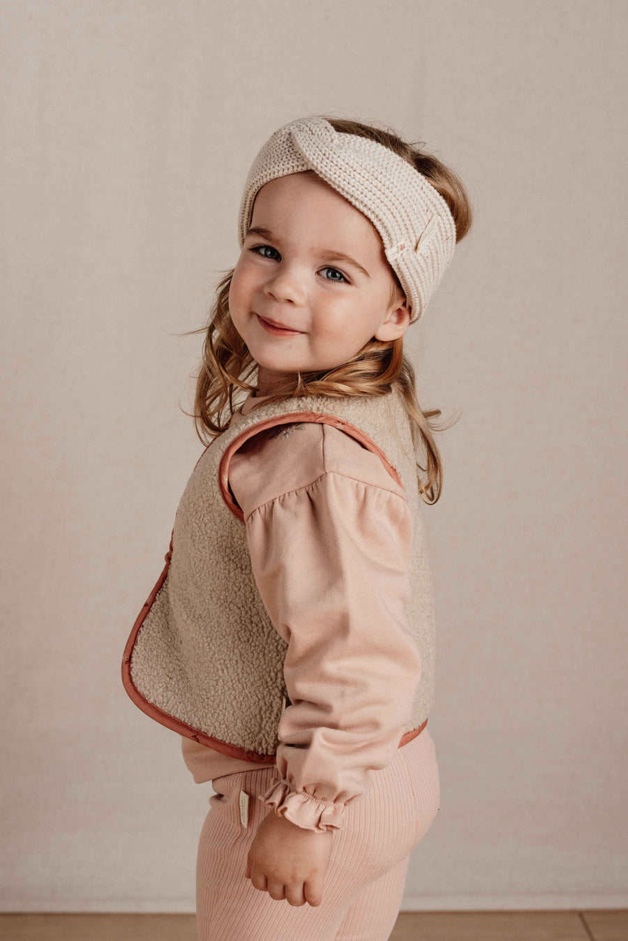 Reversible cardigan Sand / Warm Rose Blooming Flower - Little Dutch