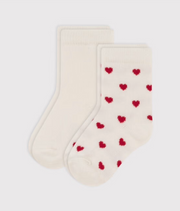 Lot de 2 paires de chaussettes coeurs en jersey de coton Bébé - Petit Bateau