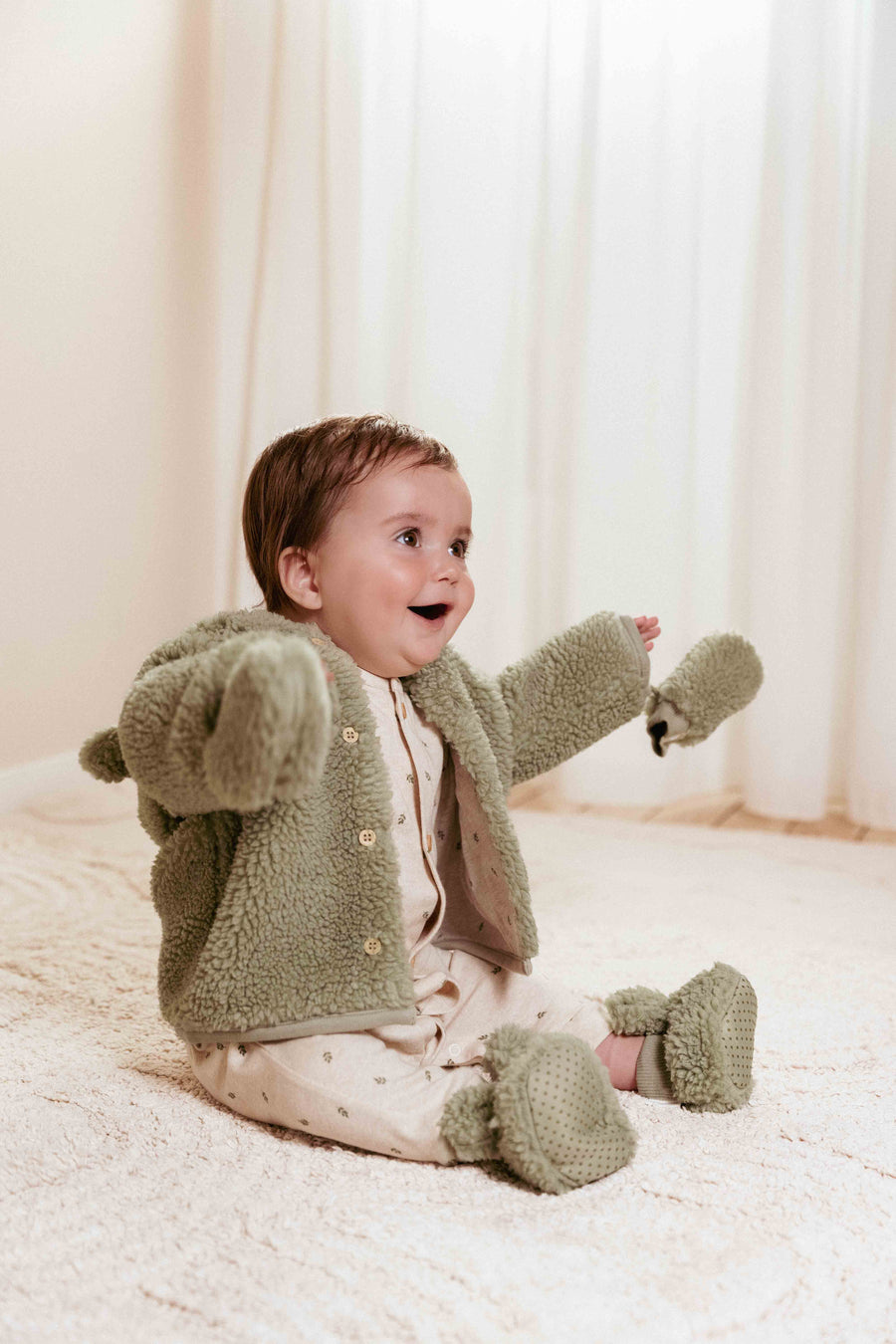 Teddy veste Soft Green - Little Dutch